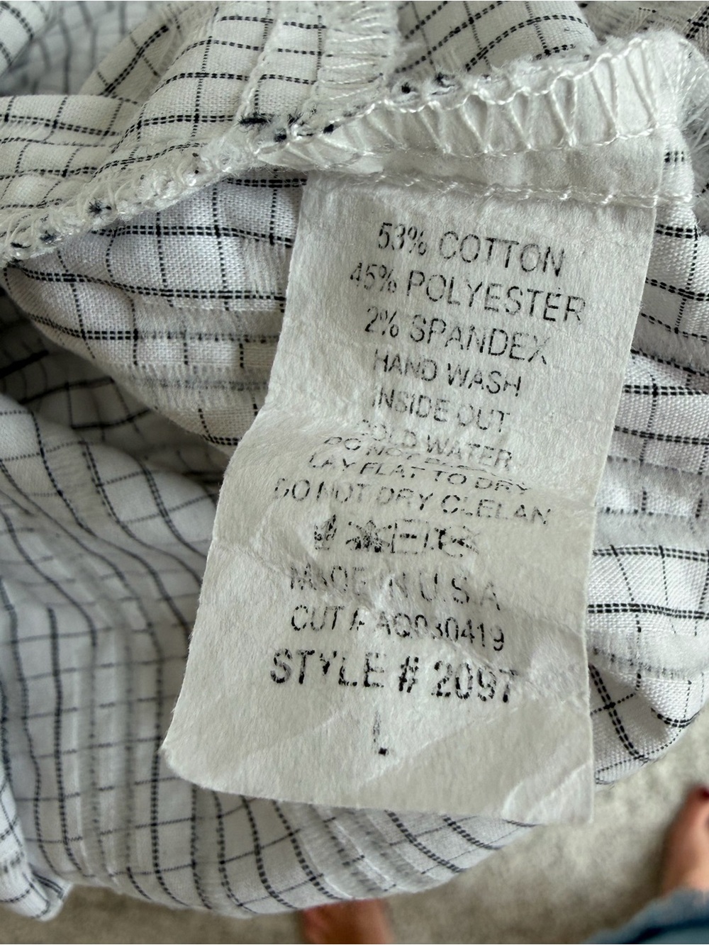 Yushi Made in USA Crinkle Check Tunic Top L White Black Sleeveless Front Pockets - Picture 9 of 11